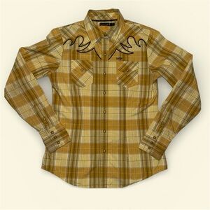 Cruel Girl Women's Yellow Plaid Button Down Shirt